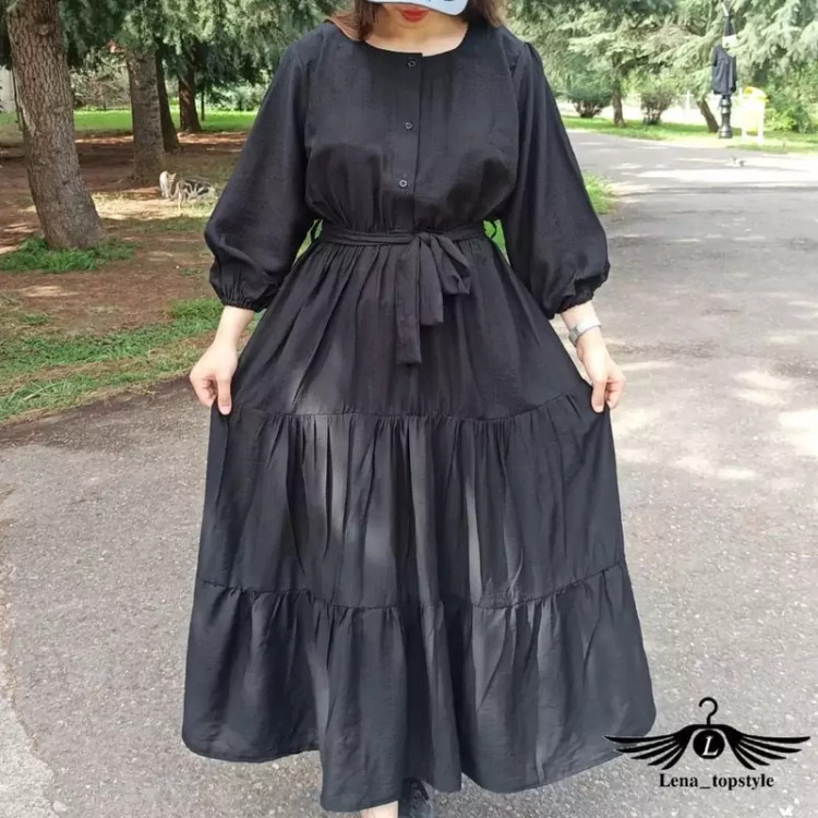 پیراهن بلند طبقه ای دکمه دار