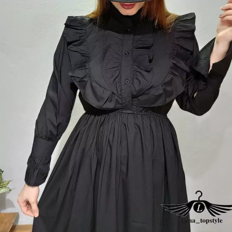 پیراهن بلند دکمه دار چین چین