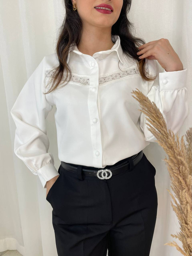 شومیز سفید ونسا
