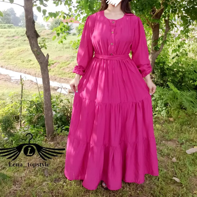 پیراهن بلند طبقه ای دکمه دار