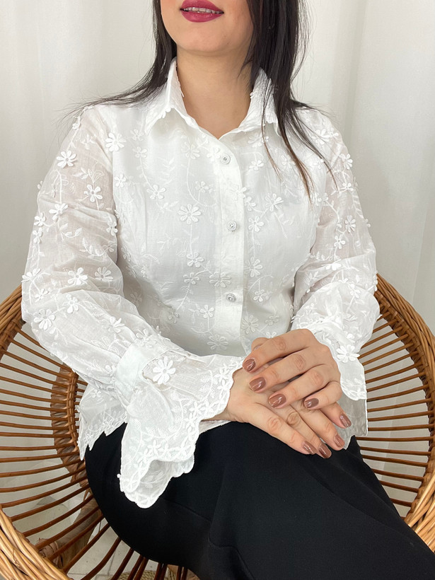 شومیز سفید پرنسس لنا مزون